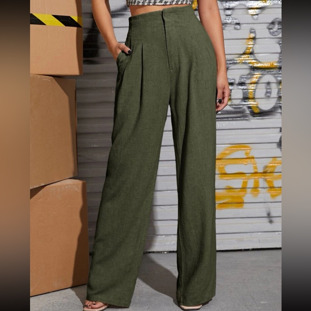 Boho slant pockets wide leg pants